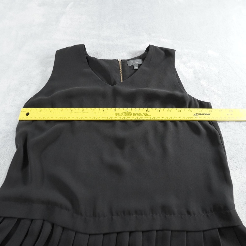 Limited Peplum Pleated Top Womens S Black Chiffon Lined Rear Zip Office Goth - Picture 6 of 11